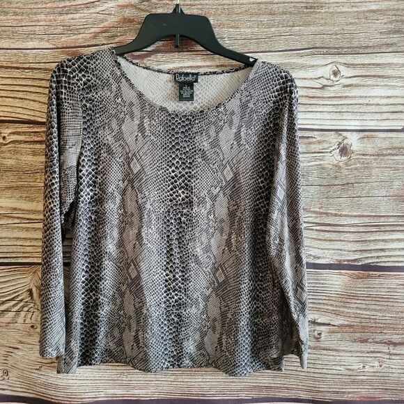 Rafaella long sleeve snake skin design Women's top Large Pre-owned - Picture 1 of 5